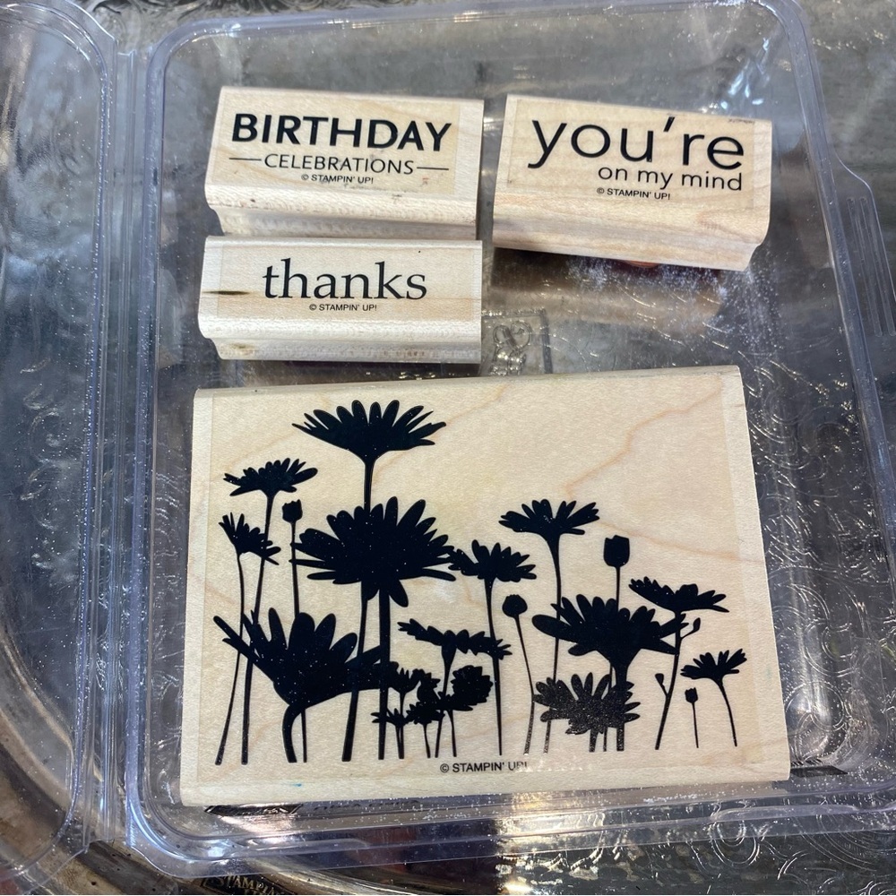 Stampin Up Stamp - Upsy Daisy - Set of 4 Wood Mounted Stamps